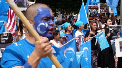 Uighurs protest against China in front of the White House, 2009. Source: Malcom Brown.