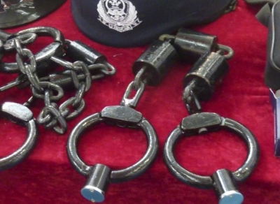An Amnesty International photo of weighted leg cuffs used by Chinese police on their detainees. Photo: AP