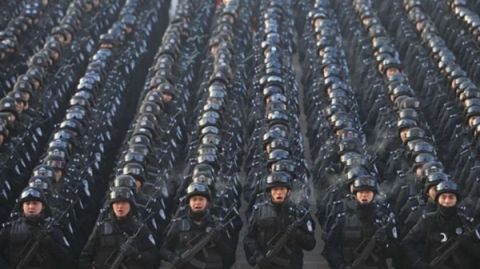 China's People's Armed Police strike fear in Xinjiang. (Photo : Xinhua)   